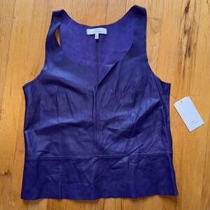Robert Rodriguez Shirt 4 Purple Leather Tank Top Sleeveless Amethyst NEW Luxury